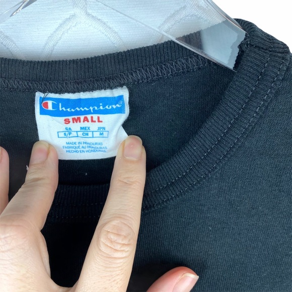 Champion Classic Satin Patch T-Shirt Black Small - Picture 7 of 8